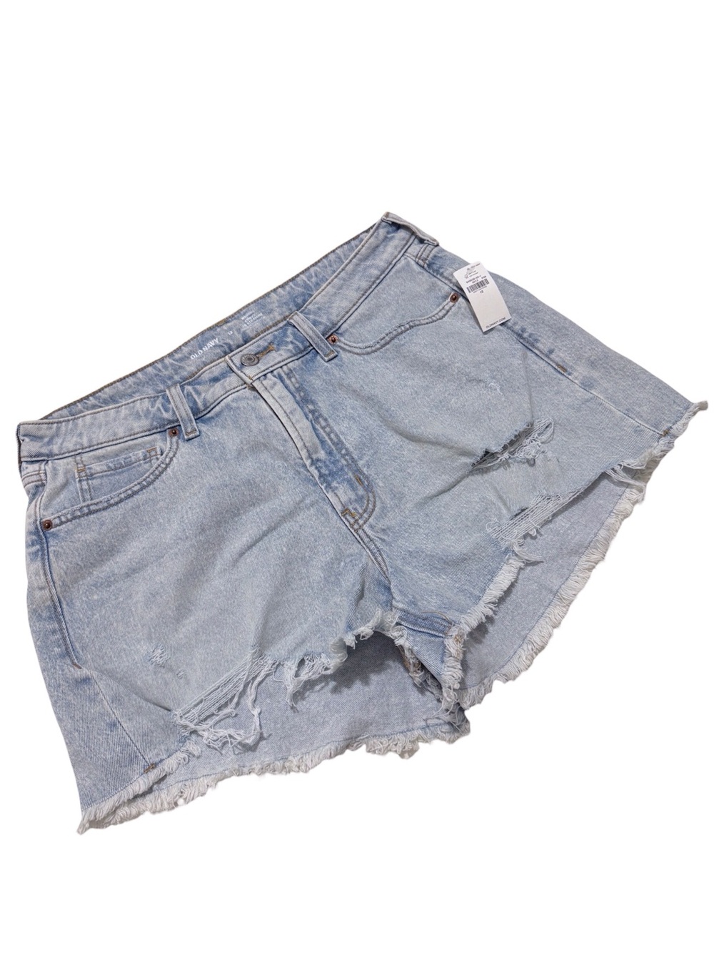 Old Navy High Rise Curvy OG Straight Shorts Raw Hem Distressed NEW Size 12